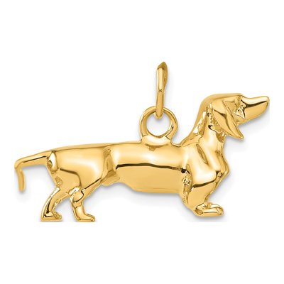 14K Yellow Gold 3-D Dachshund Dog Charm