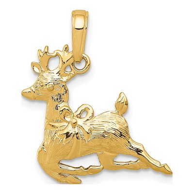 14K Yellow Gold Reindeer Pendant