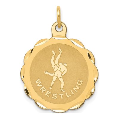 14K Yellow Gold Wrestling Disc Charm