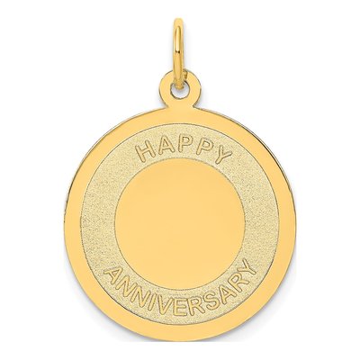14K Yellow Gold 'happy Anniversary' Disc Charm