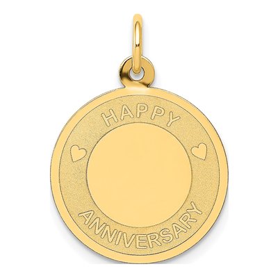 14K Yellow Gold Happy Anniversary Disc Charm