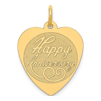 14K Yellow Gold Happy Anniversary Heart Charm