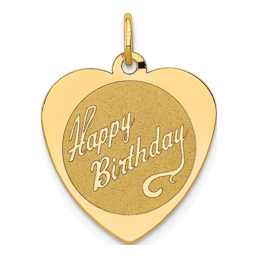 14K Yellow Gold Happy Birthday Heart Disc Charm