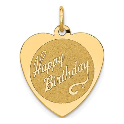 14K Yellow Gold Happy Birthday Heart Disc Charm