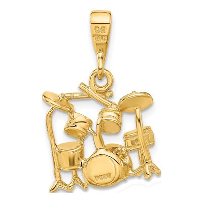 14K Yellow Gold 3-D Drum Set Charm – view 4