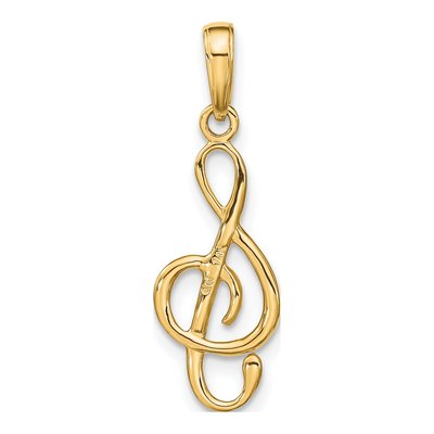 14K Yellow Gold 3-D Treble Clef Pendant – view 4