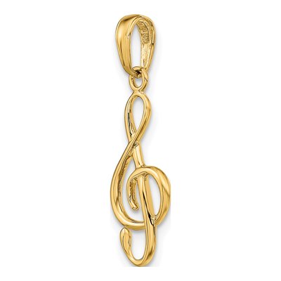 14K Yellow Gold 3-D Treble Clef Pendant – view 6