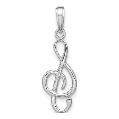 14K White Gold 3-D Treble Clef Pendant – view 4