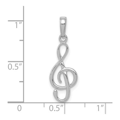14K White Gold 3-D Treble Clef Pendant – view 5