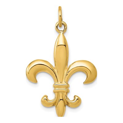 14K Yellow Gold Fleur de Lis 3-D Pendant