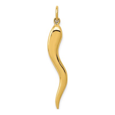 14K Yellow Gold 3-D Horn Charm
