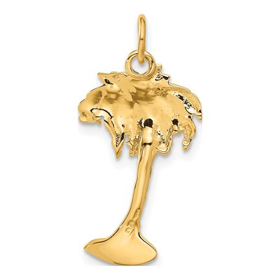 14K Yellow Gold Palm Tree Pendant – view 4