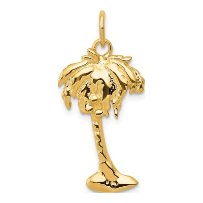 14K Yellow Gold Palm Tree Pendant