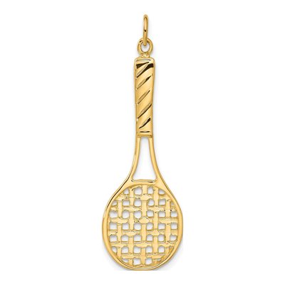 14K Yellow Gold 3-D Tennis Racquet Pendant – view 3