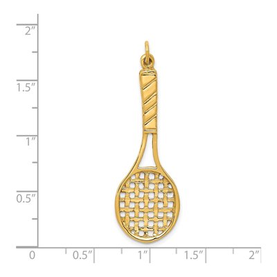 14K Yellow Gold 3-D Tennis Racquet Pendant – view 4