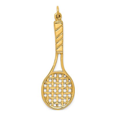 14K Yellow Gold 3-D Tennis Racquet Pendant