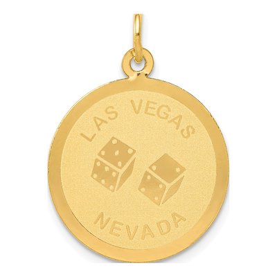 14K Yellow Gold Las Vegas Dice Disc Charm