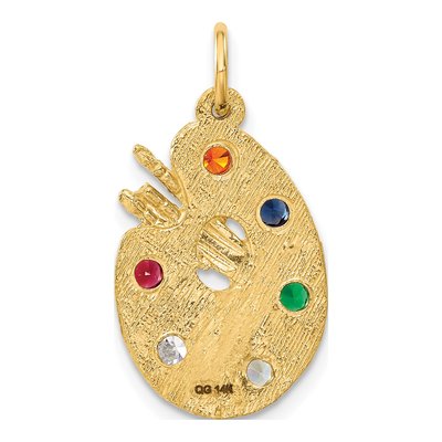 14K Yellow Gold CZ Artist Palette Pendant – view 4