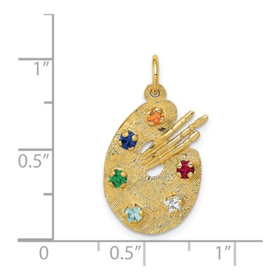 14K Yellow Gold CZ Artist Palette Pendant – view 5