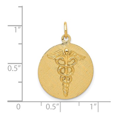 14K Yellow Gold Caduceus Disc Charm – view 5