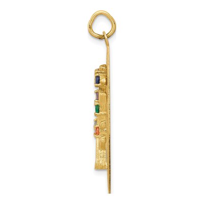 14K Yellow Gold CZ Tree of Life Pendant – view 3