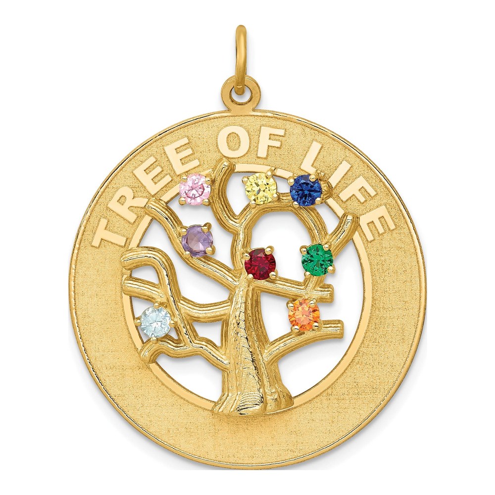 14K Yellow Gold CZ Tree of Life Pendant