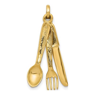 14K Yellow Gold 3-D Knife Charm