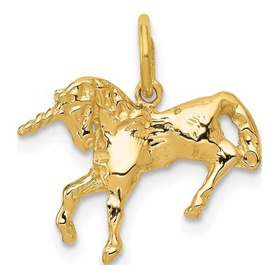 14K Yellow Gold Unicorn Pendant