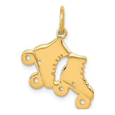 14K Yellow Gold Roller Skates Pendant