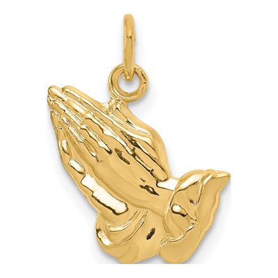 14K Yellow Gold Praying Hands Pendant