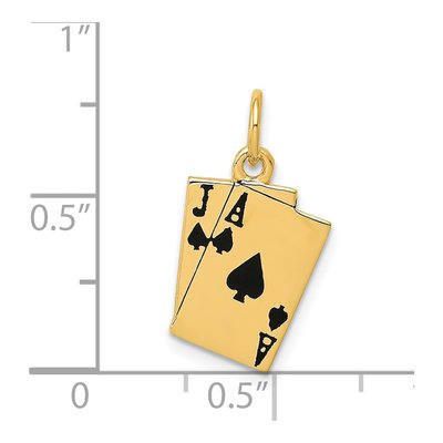 14K Yellow Gold Blackjack Cards Pendant – view 5