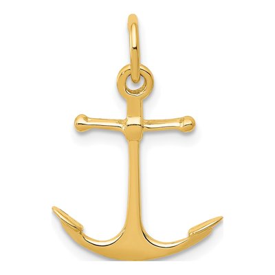 14K Yellow Gold 3-D Anchor Charm