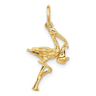 14K Yellow Gold 3-D Stork Pendant – view 4