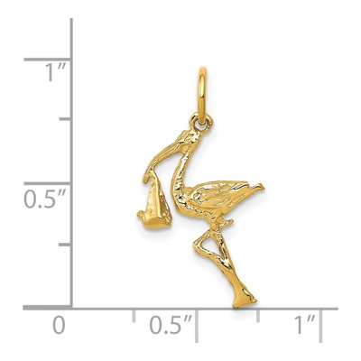 14K Yellow Gold 3-D Stork Pendant – view 5