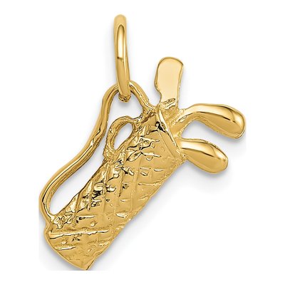 14K Yellow Gold 3-D Golf Bag Pendant