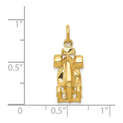 14K Yellow Gold 3-D Race Car Charm Pendant – view 5