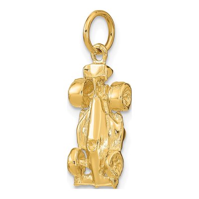 14K Yellow Gold 3-D Race Car Charm Pendant – view 6