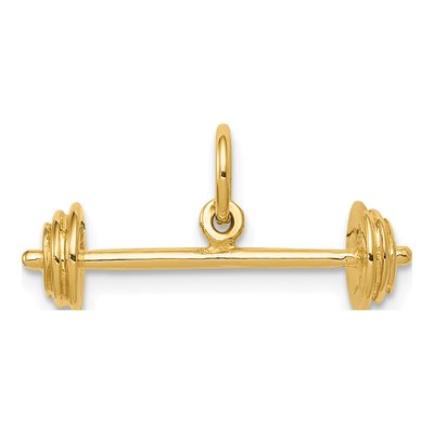 14K Yellow Gold 3-D Barbell Pendant – view 4