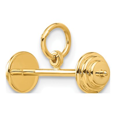 14K Yellow Gold 3-D Barbell Pendant – view 5
