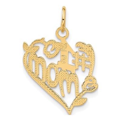 14K Yellow Gold MOM Heart Number 1 Pendant – view 4