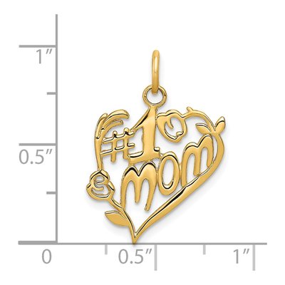 14K Yellow Gold MOM Heart Number 1 Pendant – view 5