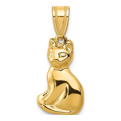 14K Yellow Gold Cat Pendant