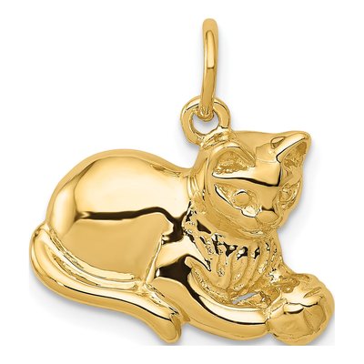 14K Yellow Gold Cat Pendant