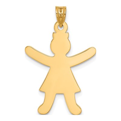 14K Yellow Gold Laser Cut Girl Pendant – view 4