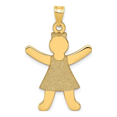 14K Yellow Gold Laser Cut Girl Pendant
