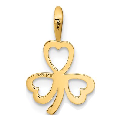 14K Yellow Gold Heart Clover Pendant – view 4