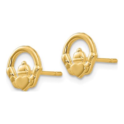 14K Yellow Gold Claddagh Stud Earrings – view 3