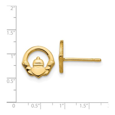 14K Yellow Gold Claddagh Stud Earrings – view 5