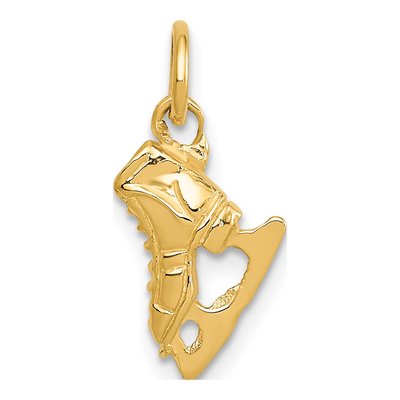 14K Yellow Gold 3-D Ice Skate Pendant
