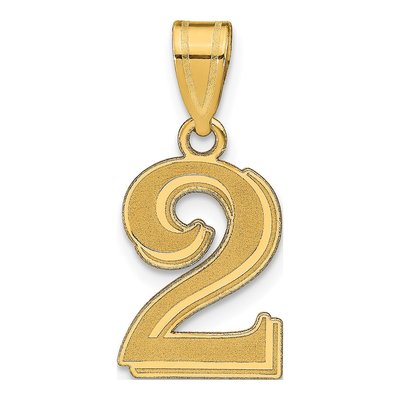 14K Yellow Gold Number 2 Pendant